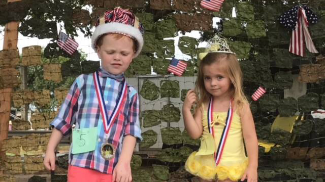 Chase and Amy Ebersole, brother and sister, crowned King and Queen in the Christmas in July Pageant in 2017 in the 3-6 year old division.